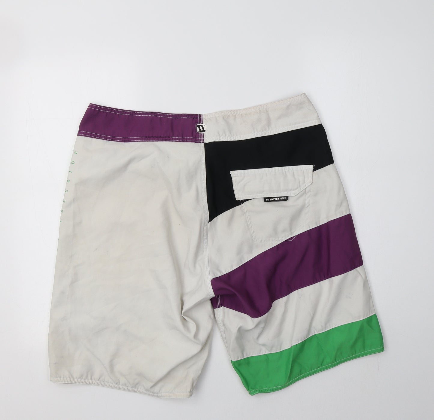 Animal Mens Multicoloured Striped Polyester Bermuda Shorts Size 34 L12 in Regular