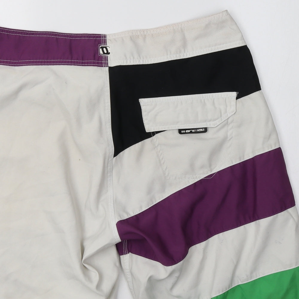 Animal Mens Multicoloured Striped Polyester Bermuda Shorts Size 34 L12 in Regular