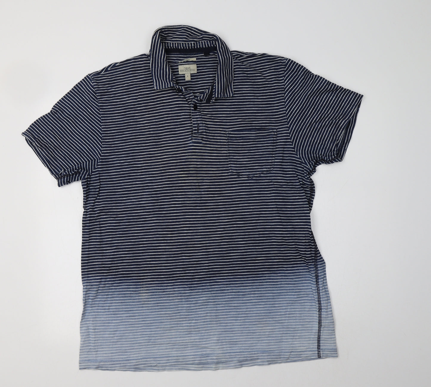 NEXT Mens Blue Striped Cotton  Polo Size XL Collared