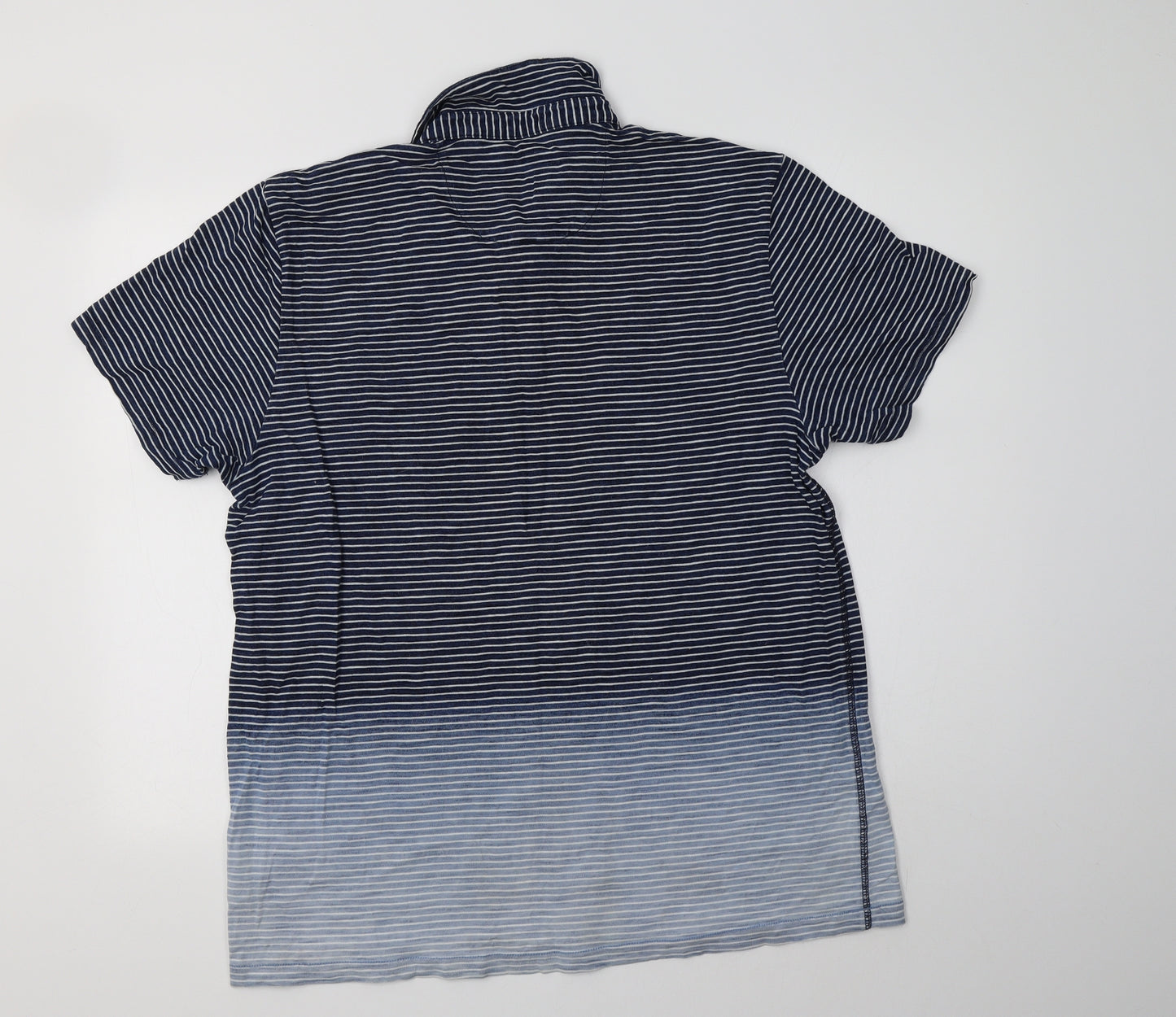 NEXT Mens Blue Striped Cotton  Polo Size XL Collared