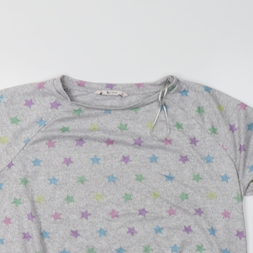 TU Womens Grey Geometric Polyester Top Pyjama Top Size 12   - Star Print
