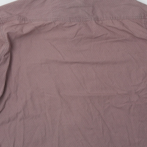 George Mens Pink Polka Dot Cotton  Button-Up Size L Collared