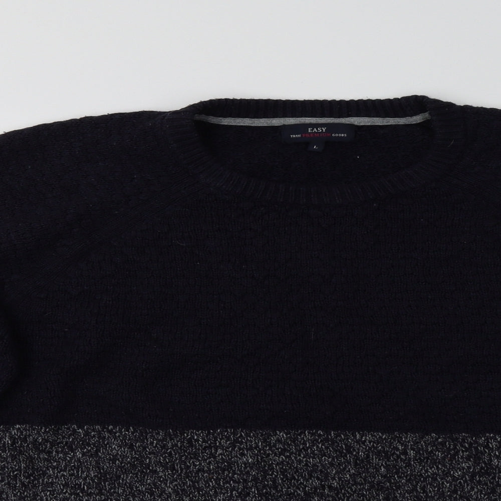 George Mens Blue Crew Neck  Acrylic Pullover Jumper Size L