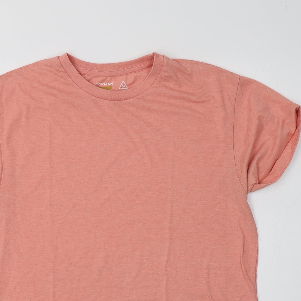Topman Mens Pink  Polyester  T-Shirt Size M Crew Neck