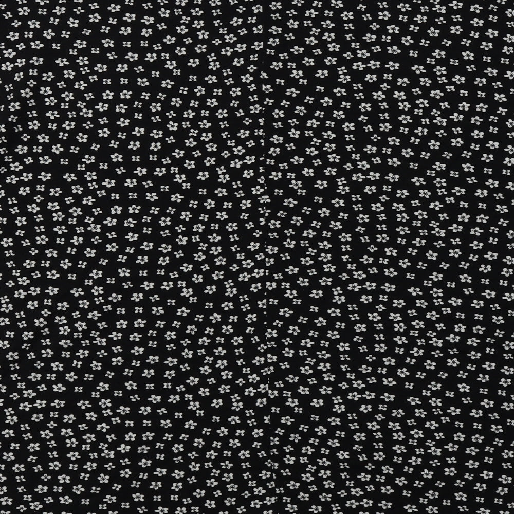 TU Womens Black Floral Viscose Tunic Blouse Size 16 Crew Neck
