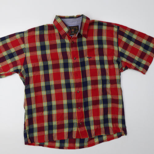 Rivers Mens Red Check Cotton  Button-Up Size S Collared