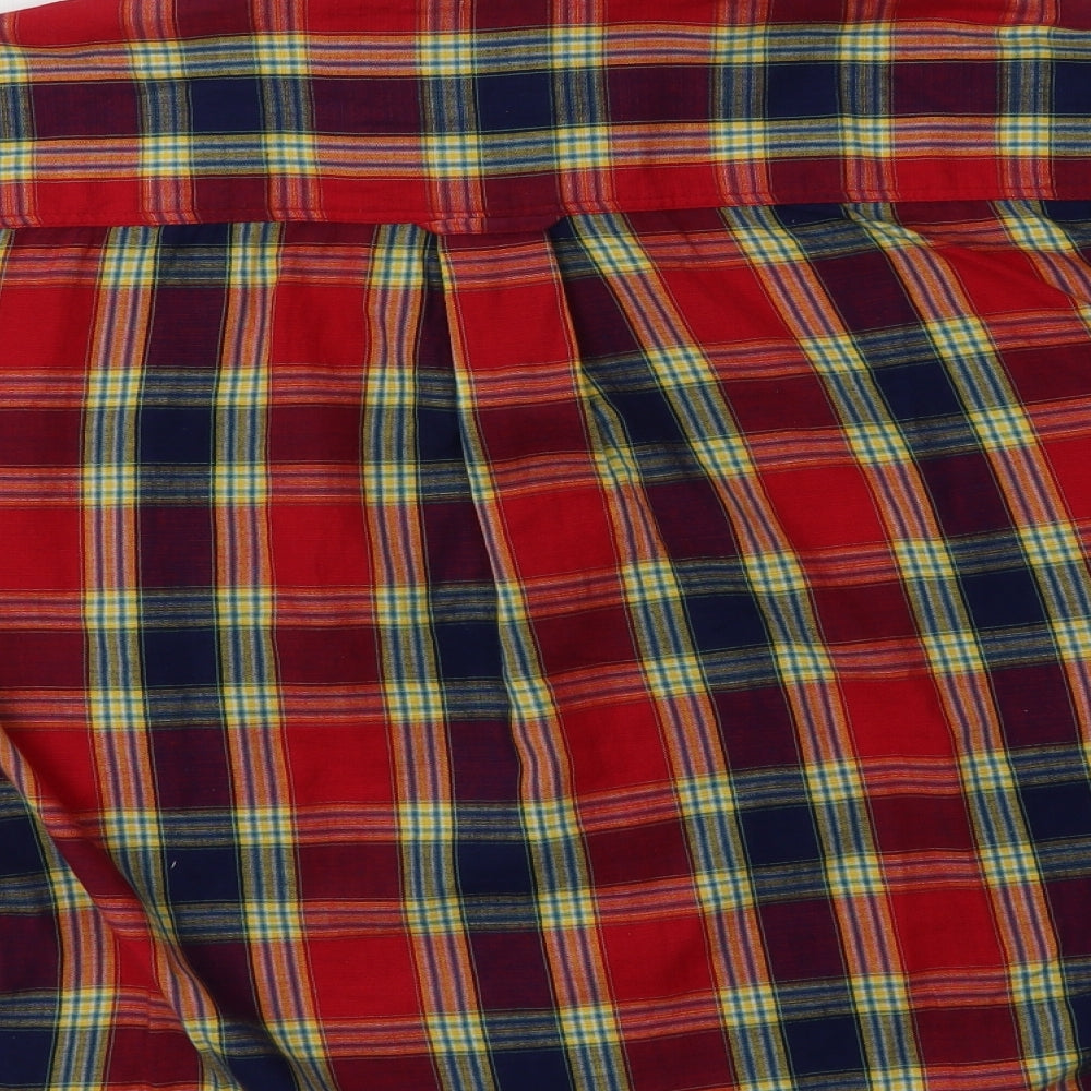 Rivers Mens Red Check Cotton  Button-Up Size S Collared