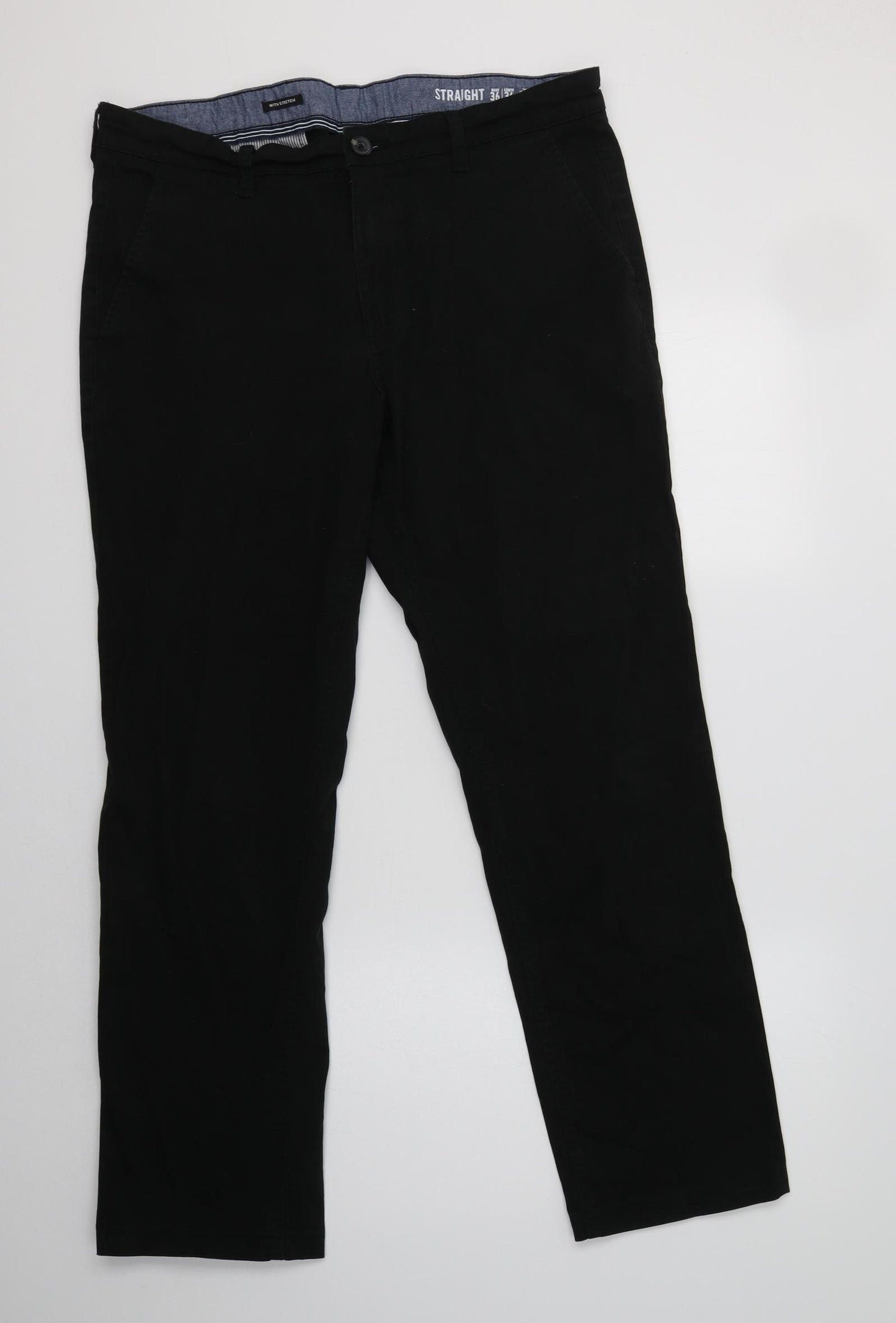 F&F Mens Black  Cotton Chino Trousers Size 36 L36 in Regular