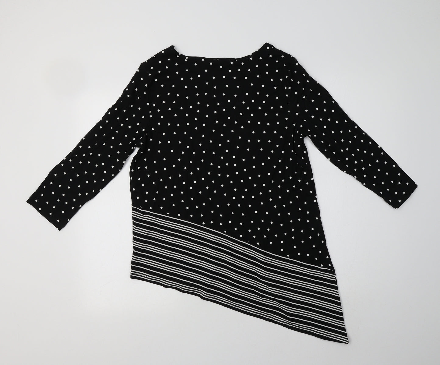 TU Womens Black Polka Dot Viscose Tunic Blouse Size 14 V-Neck
