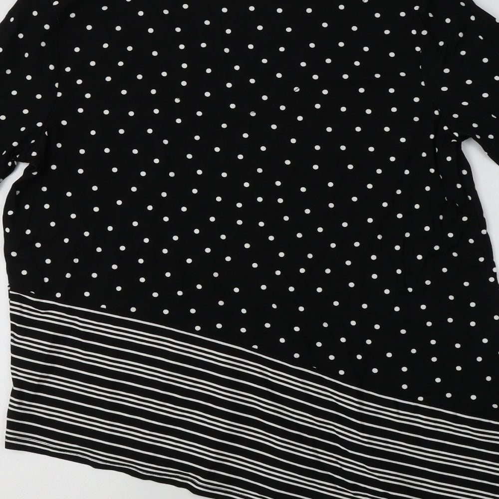TU Womens Black Polka Dot Viscose Tunic Blouse Size 14 V-Neck