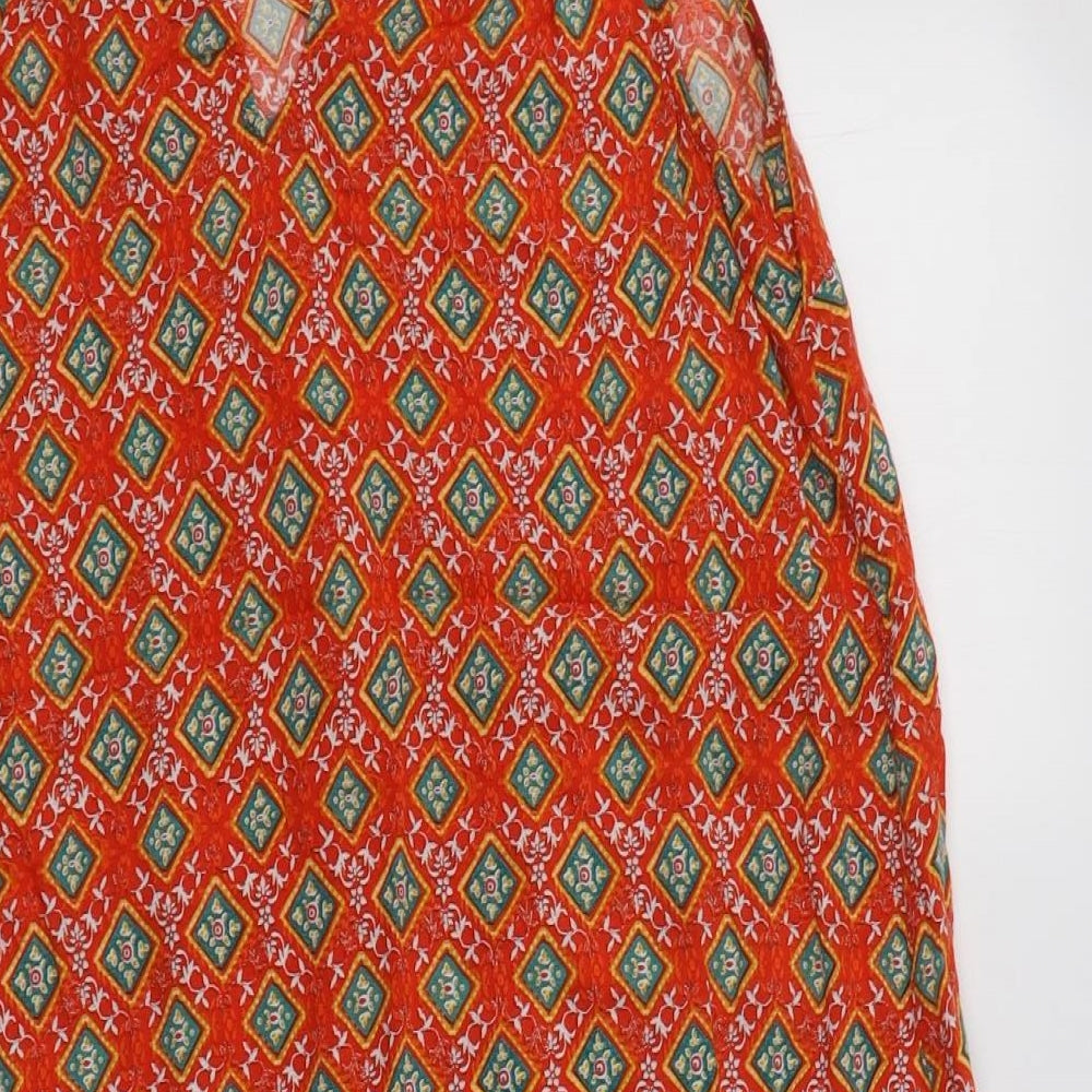 TU Womens Orange Geometric Viscose A-Line  Size 14  V-Neck