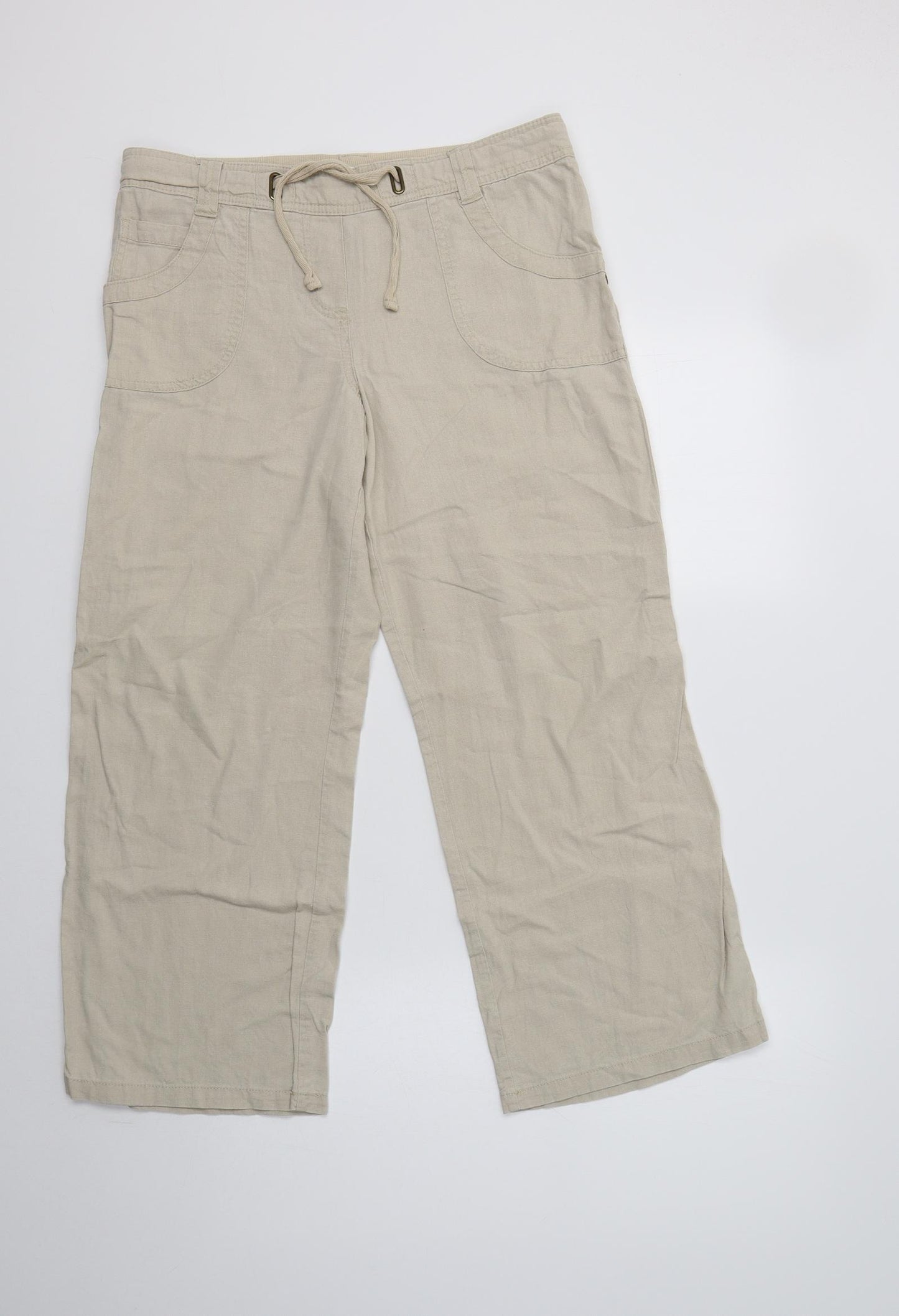 BHS Womens Beige  Linen Trousers  Size 12 L25 in Regular