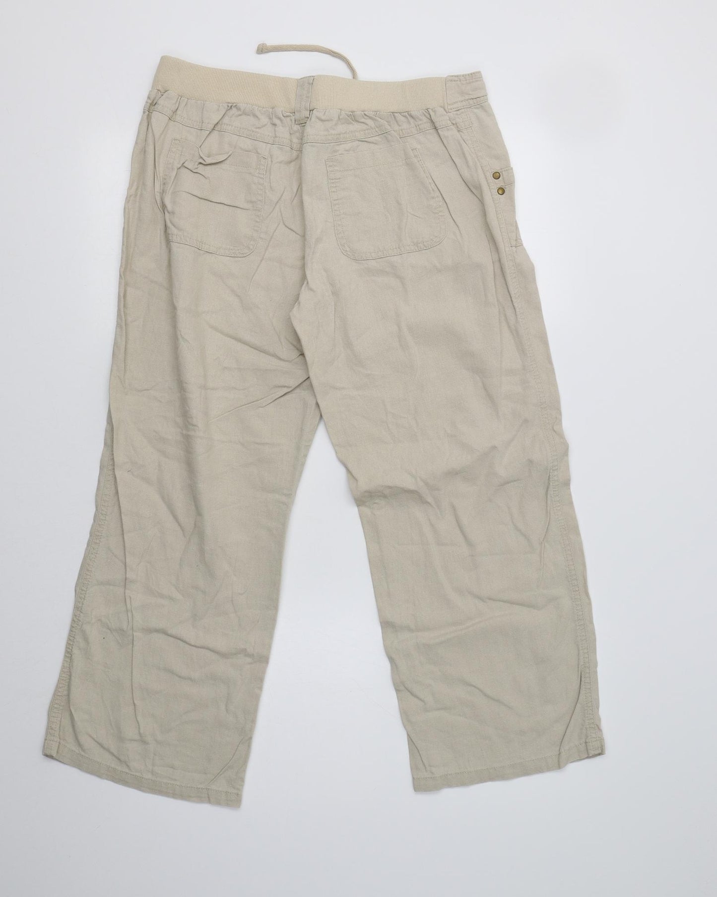 BHS Womens Beige  Linen Trousers  Size 12 L25 in Regular