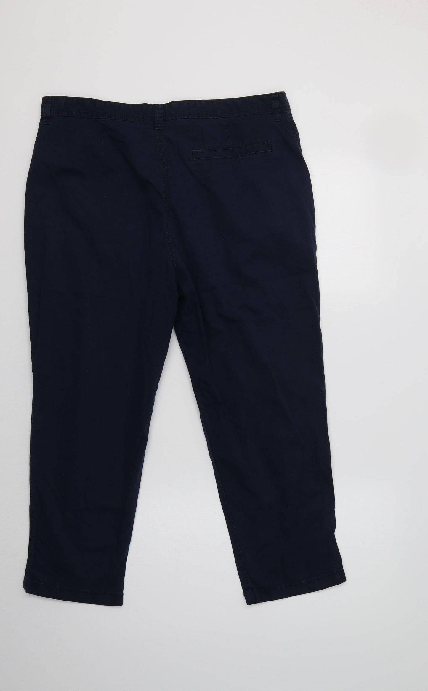 F&F Womens Blue  Cotton Cropped Trousers Size 14 L25 in Regular