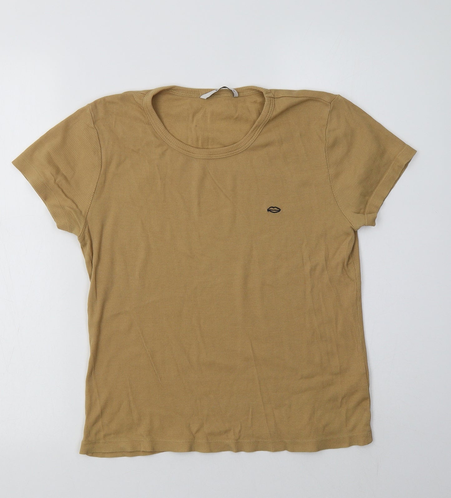 TU Womens Beige  Cotton Basic T-Shirt Size 14 Crew Neck