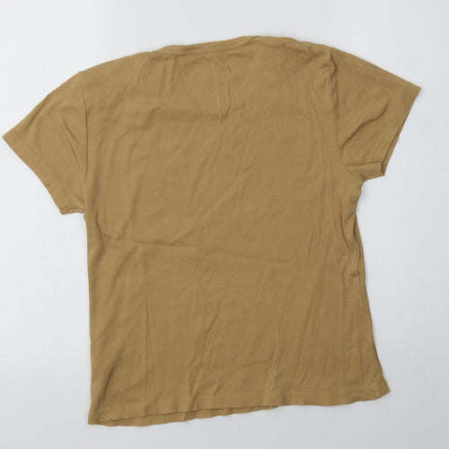 TU Womens Beige  Cotton Basic T-Shirt Size 14 Crew Neck