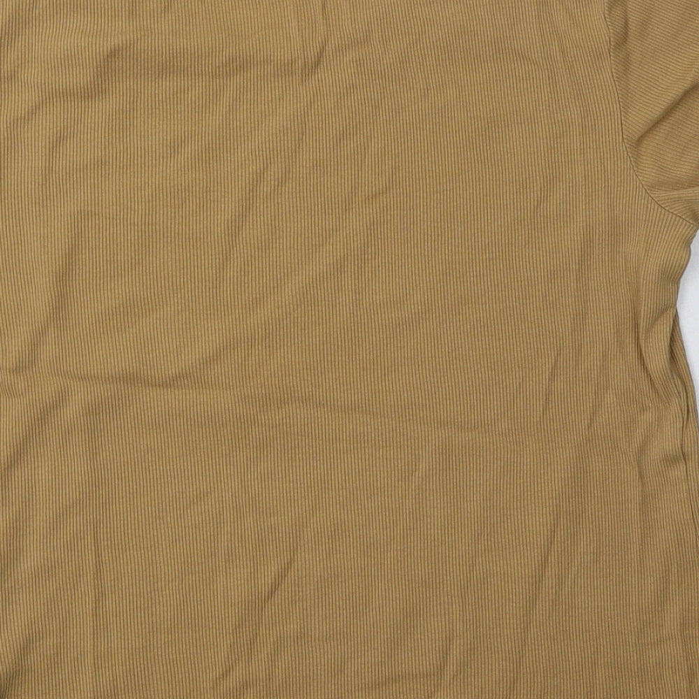 TU Womens Beige  Cotton Basic T-Shirt Size 14 Crew Neck