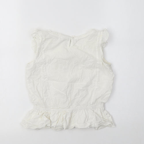 NEXT Girls White  Cotton Basic Blouse Size 6 Years Crew Neck