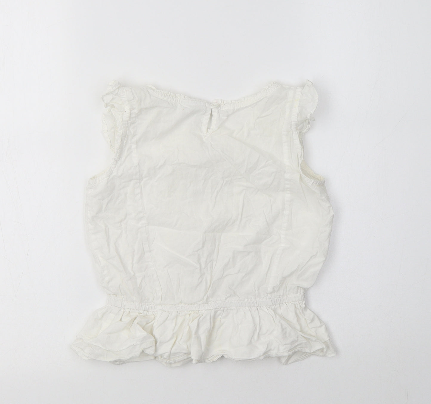 NEXT Girls White  Cotton Basic Blouse Size 6 Years Crew Neck
