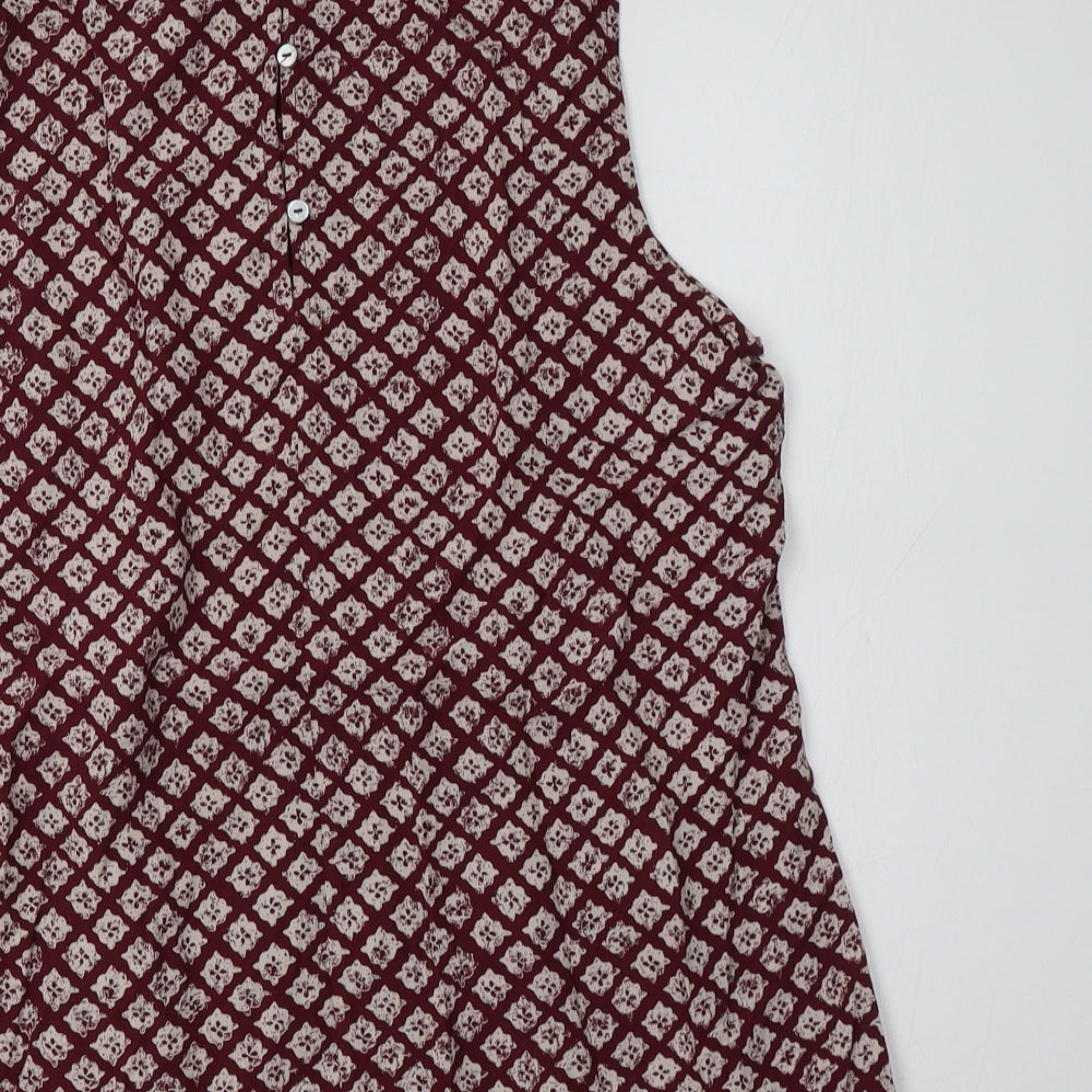 Fat Face Womens Purple Geometric Viscose Basic Blouse Size 14 Round Neck