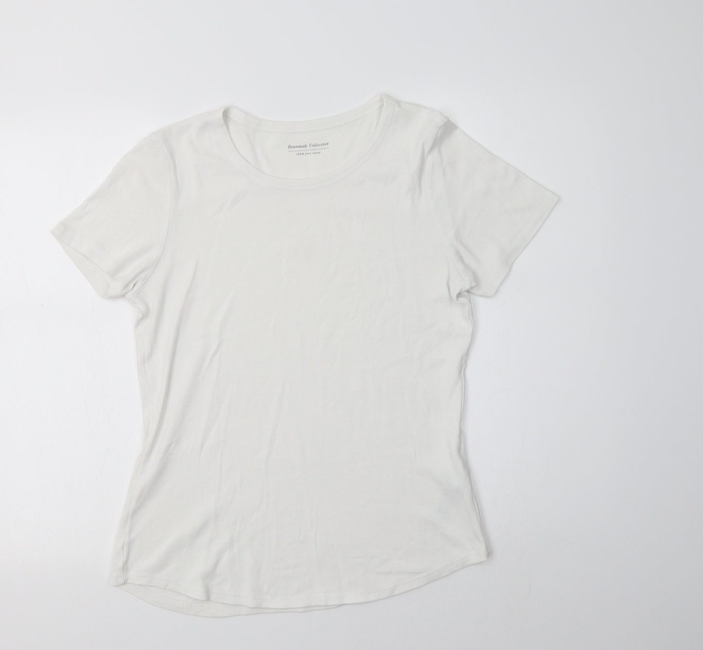 M&S Womens White  Cotton Basic T-Shirt Size 16 Crew Neck