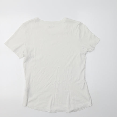 M&S Womens White  Cotton Basic T-Shirt Size 16 Crew Neck