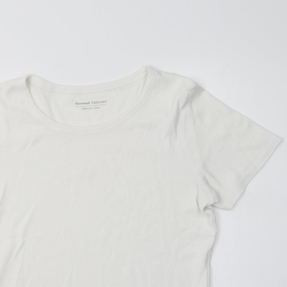 M&S Womens White  Cotton Basic T-Shirt Size 16 Crew Neck