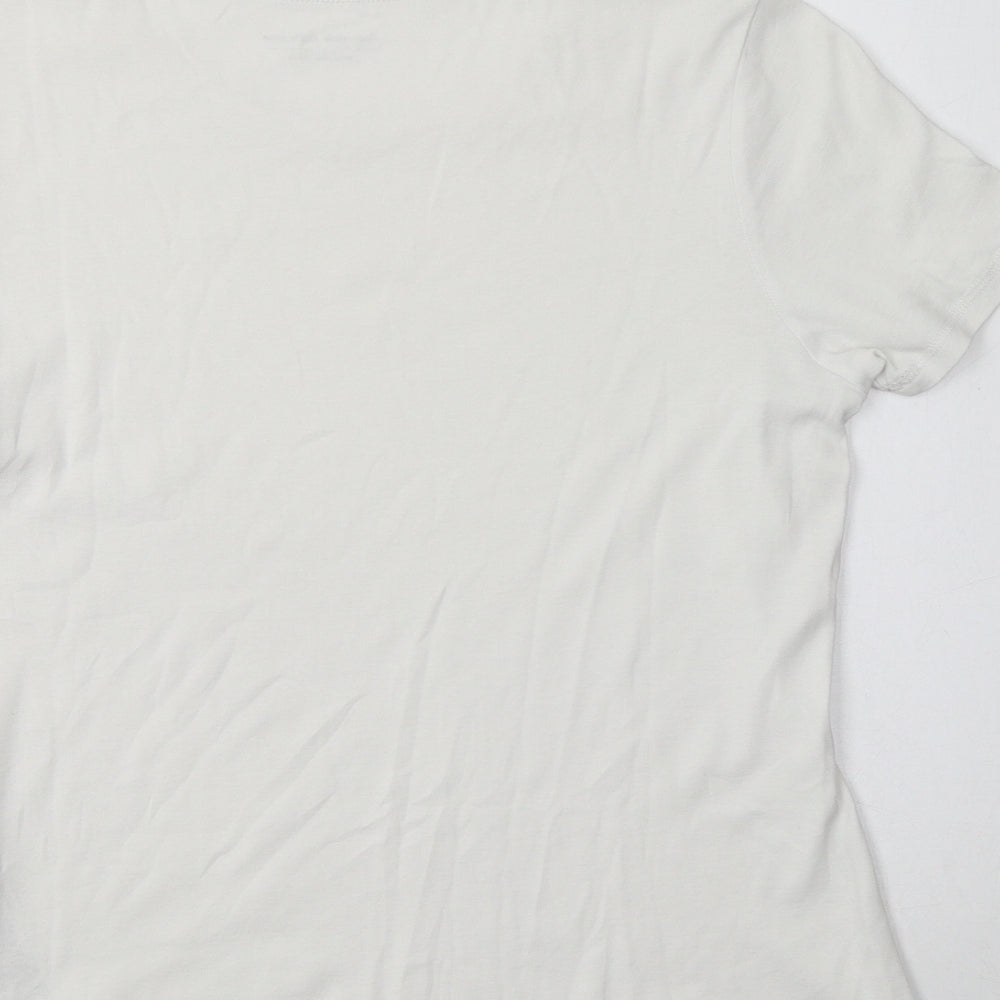 M&S Womens White  Cotton Basic T-Shirt Size 16 Crew Neck