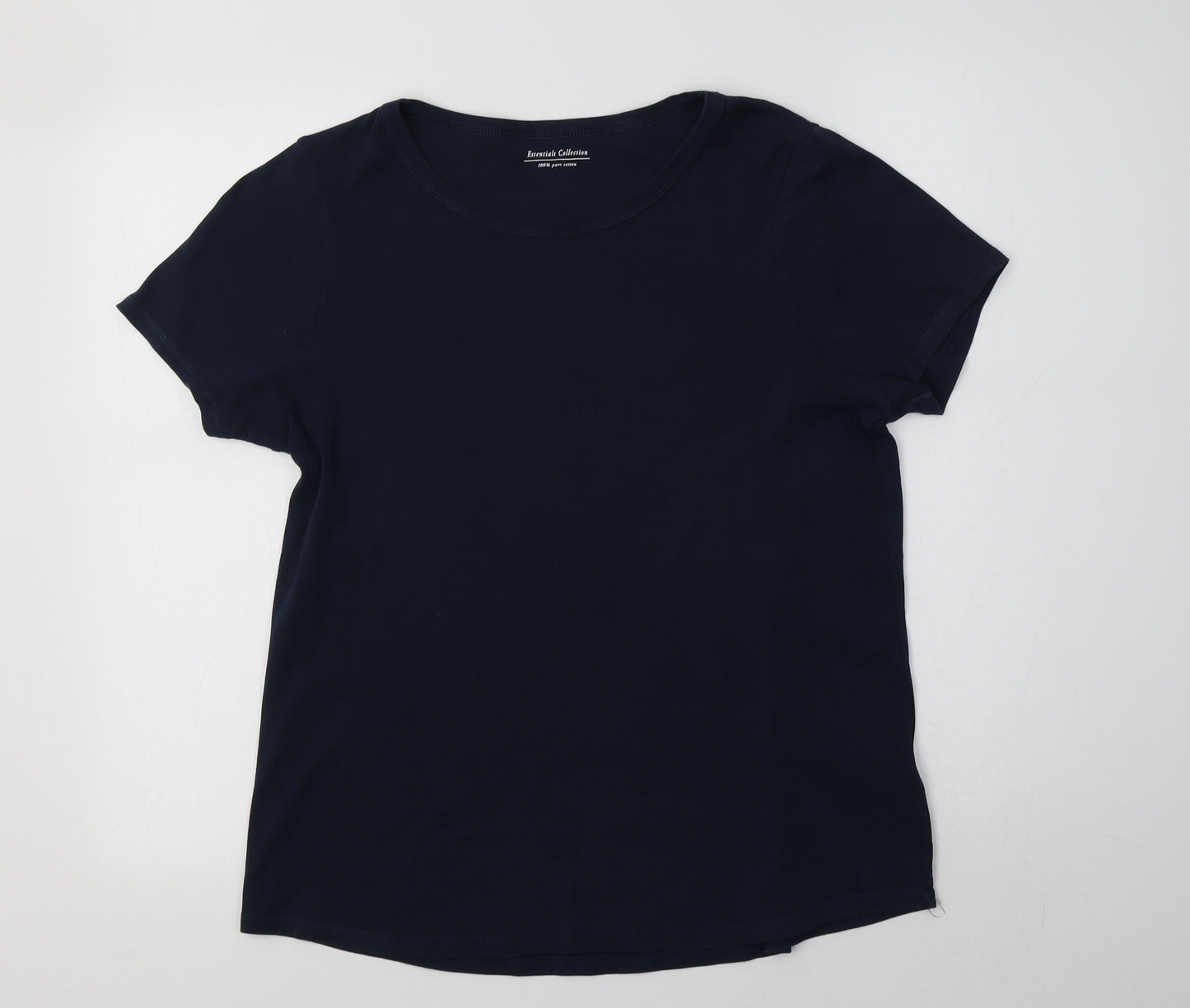 M&S Womens Blue  Cotton Basic T-Shirt Size 16 Crew Neck