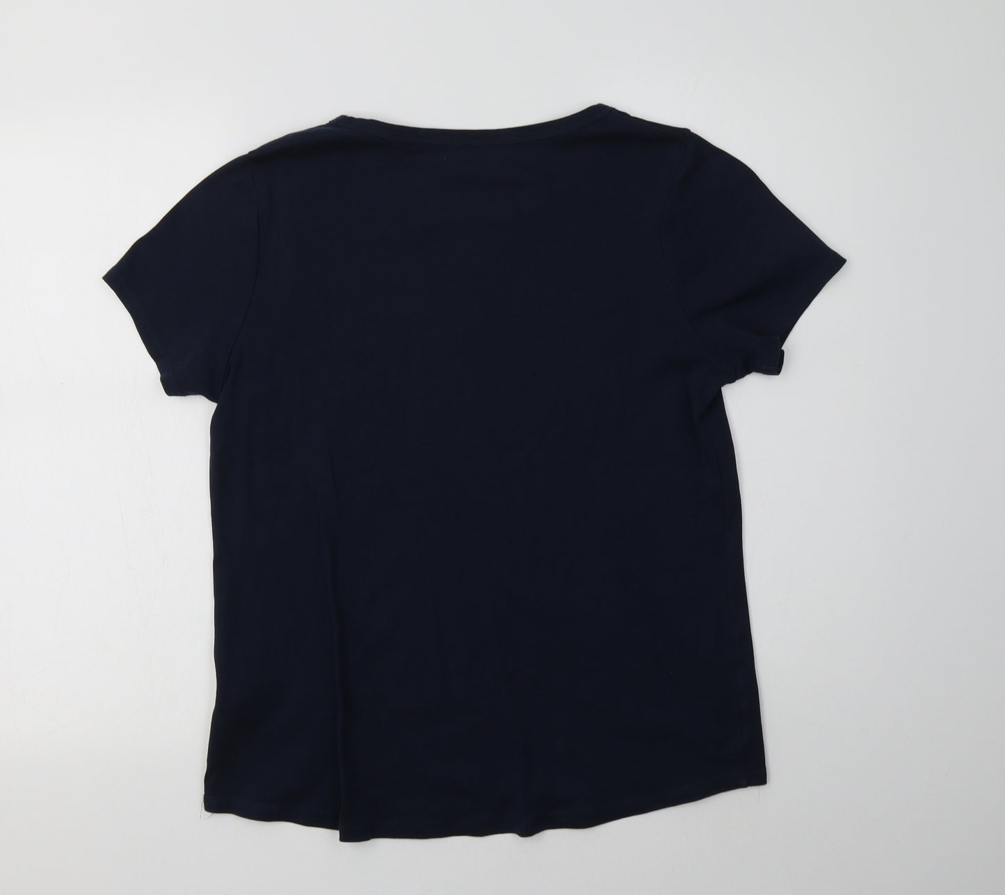 M&S Womens Blue  Cotton Basic T-Shirt Size 16 Crew Neck