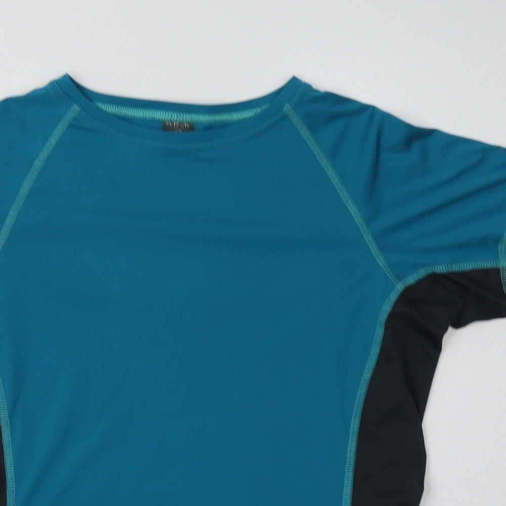 RAB Womens Green Colourblock Polyester Basic Polo Size 12 Crew Neck