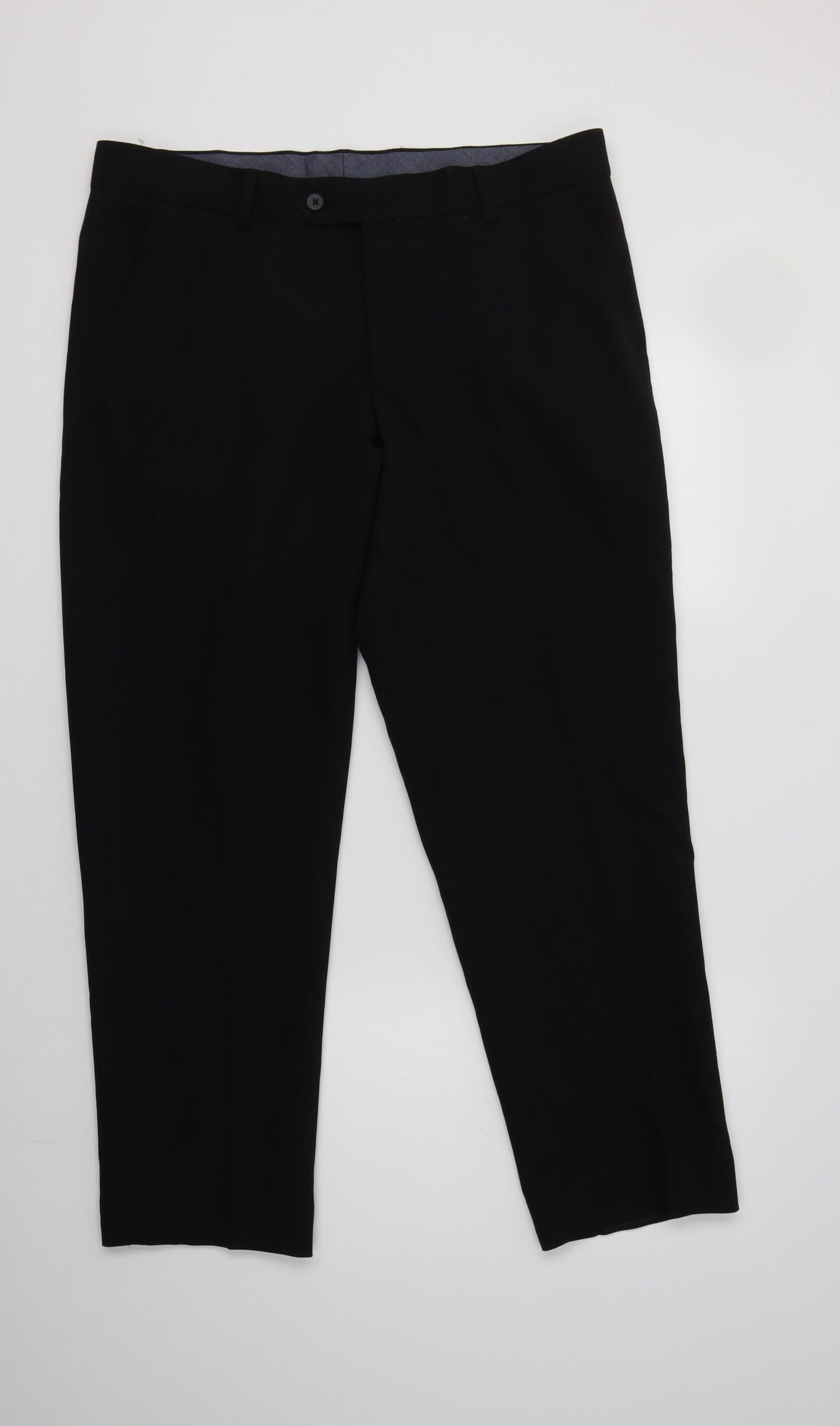 Debenhams Mens Black  Polyester Dress Pants Trousers Size 36 L28 in Regular
