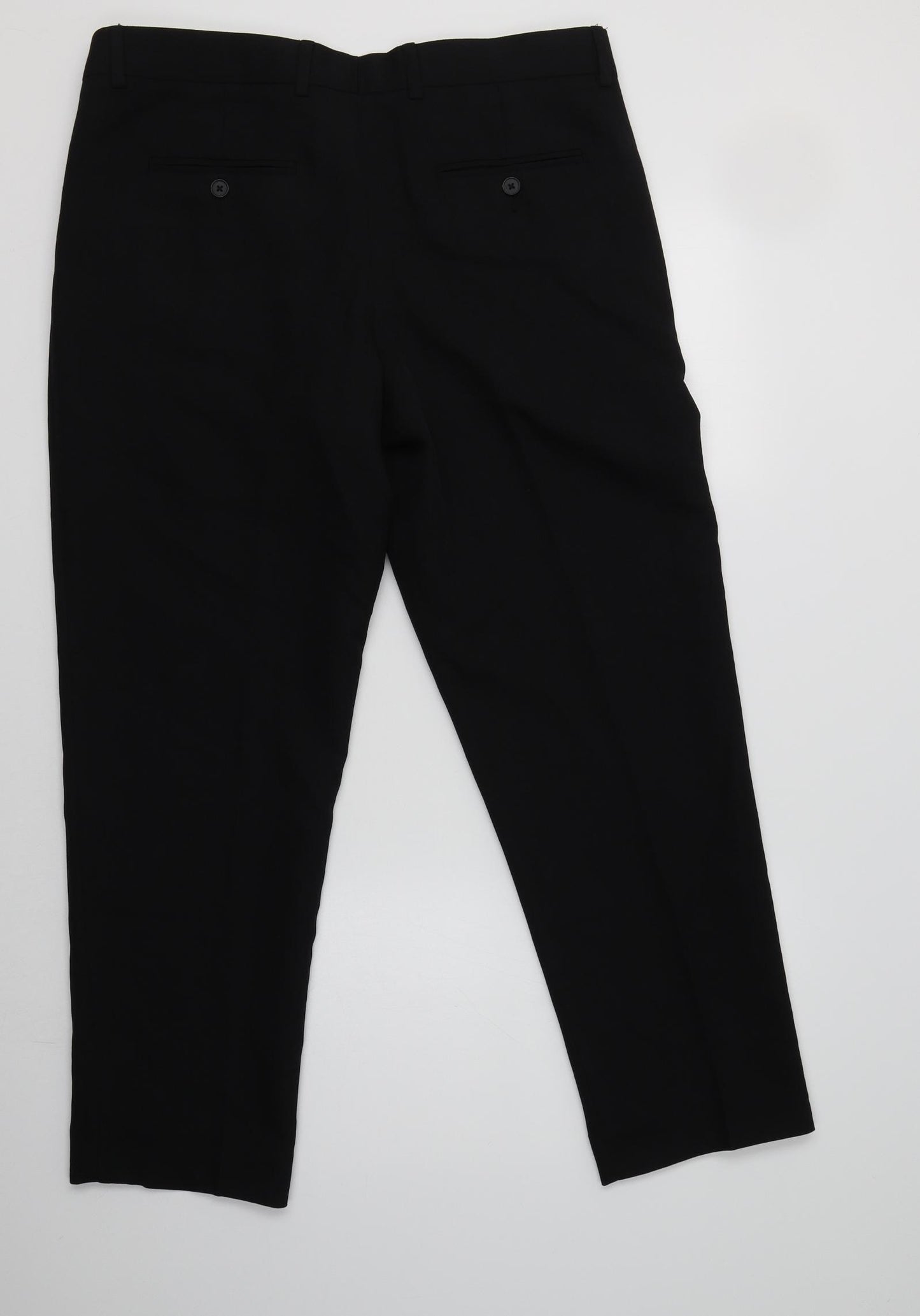 Debenhams Mens Black  Polyester Dress Pants Trousers Size 36 L28 in Regular