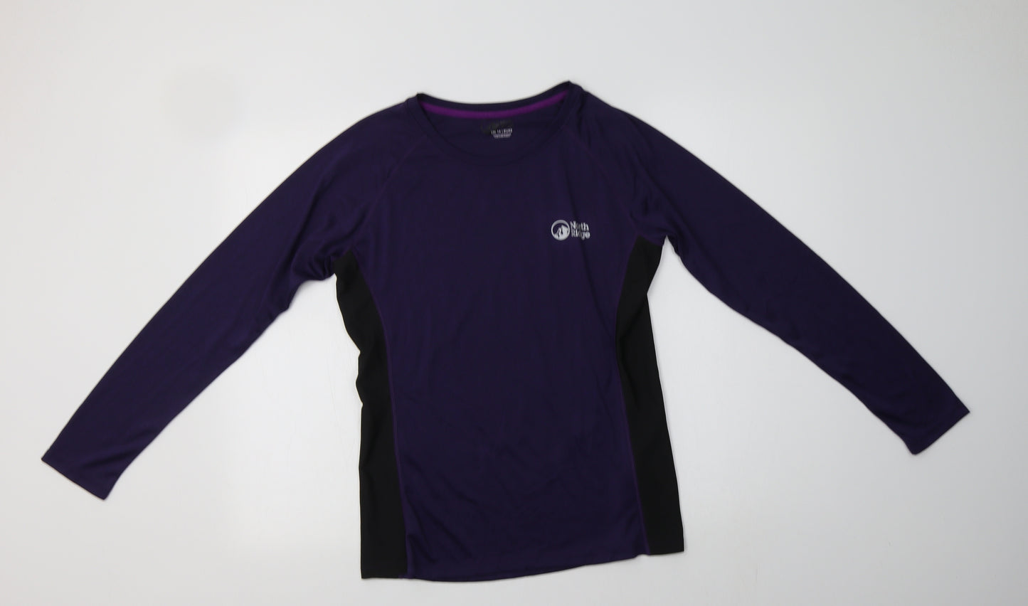 North Ridge Womens Purple Colourblock Polyester Basic T-Shirt Size 14 Crew Neck