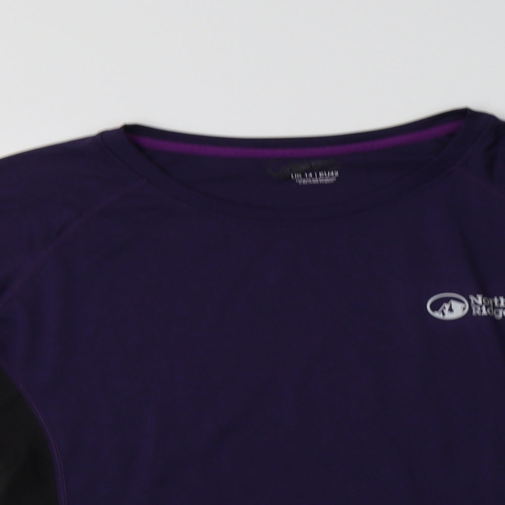 North Ridge Womens Purple Colourblock Polyester Basic T-Shirt Size 14 Crew Neck