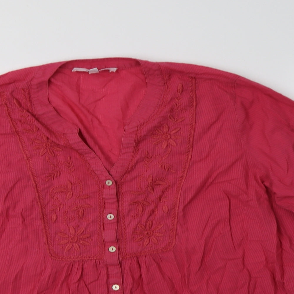 Julipa Womens Pink Floral Cotton Basic Button-Up Size 20 V-Neck