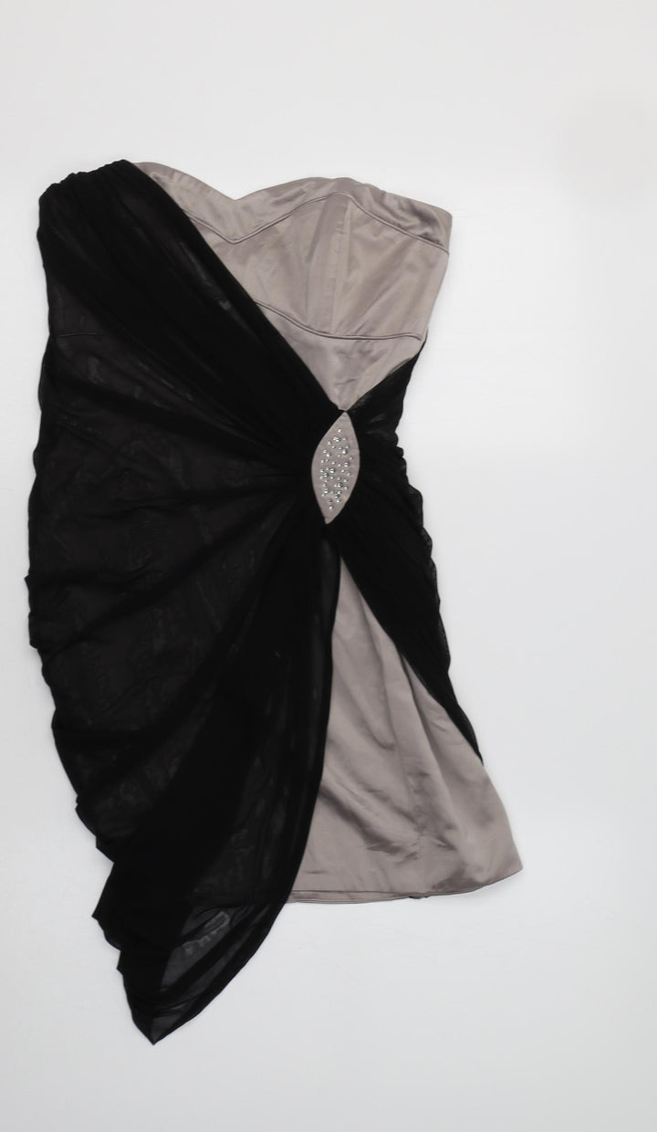 Lipsy Womens Black Polyamide Bodycon Size 8 Off the Shoulder