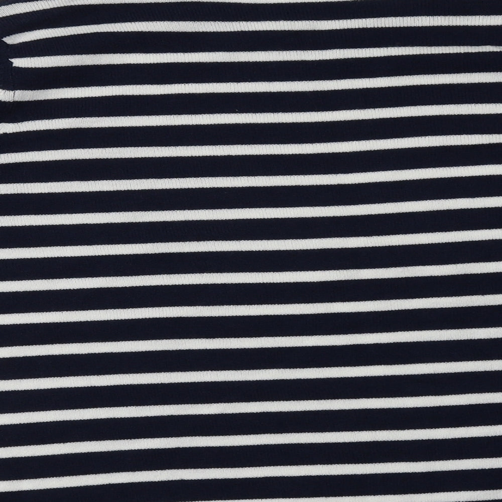Papaya Womens Blue Crew Neck Striped Acrylic Pullover Jumper Size 16