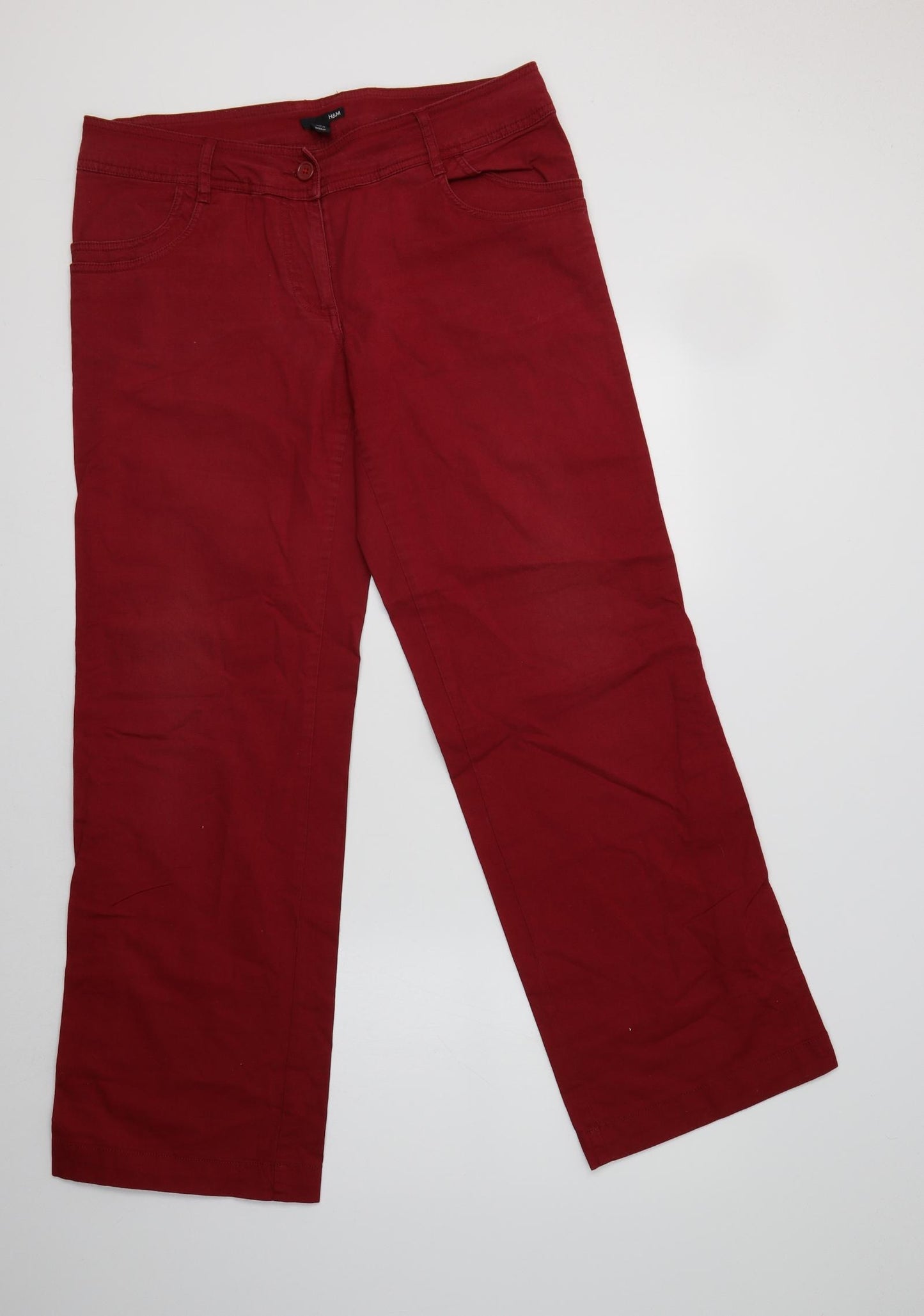 H&M Womens Red  Cotton Bootcut Jeans Size 14 L33 in Regular