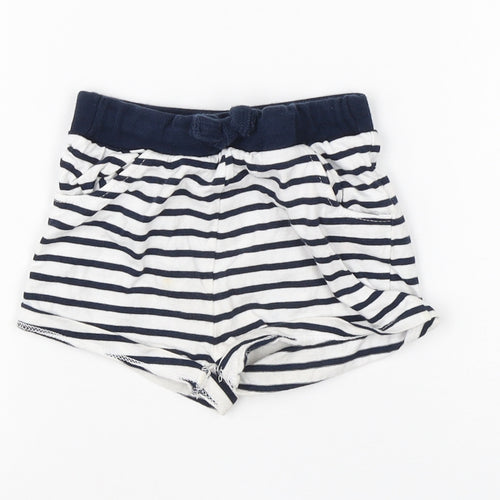 F&F Boys White Striped Cotton Sweatpants Trousers Size 9-12 Months