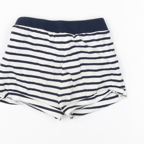 F&F Boys White Striped Cotton Sweatpants Trousers Size 9-12 Months