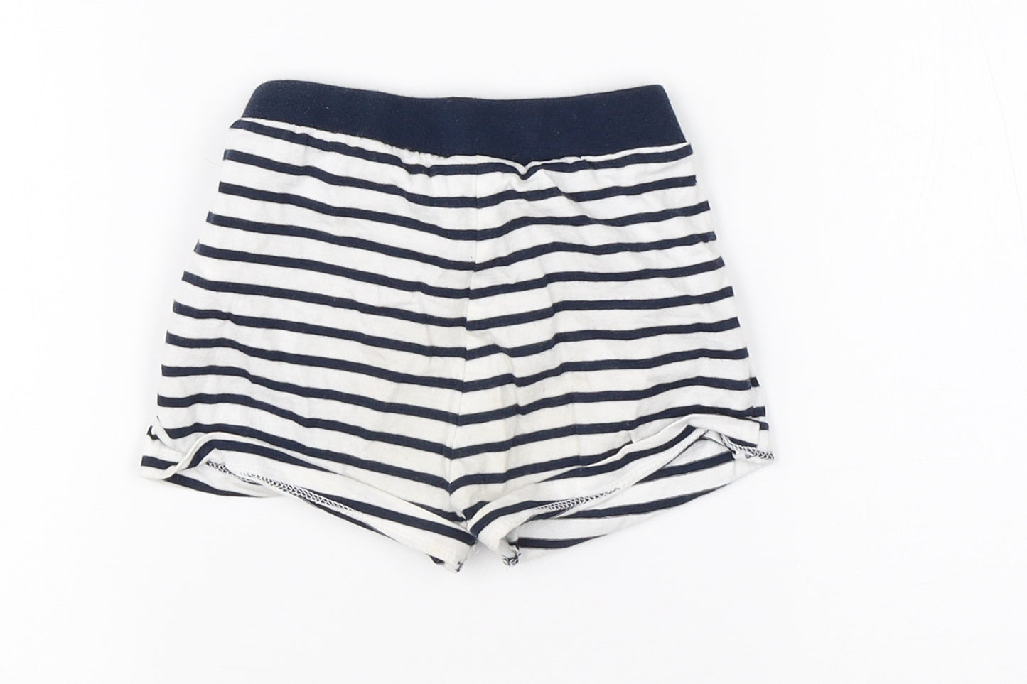 F&F Boys White Striped Cotton Sweatpants Trousers Size 9-12 Months