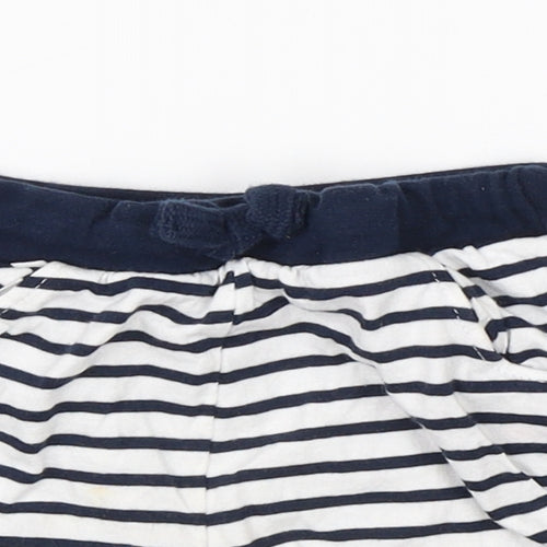 F&F Boys White Striped Cotton Sweatpants Trousers Size 9-12 Months