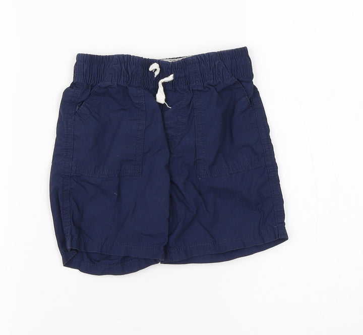 Preworn Boys Blue Cotton Cargo Trousers Size 12-18 Months