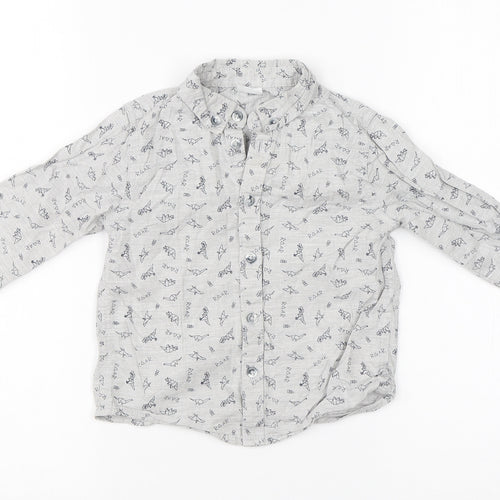 F&F Boys Grey  Cotton Basic Button-Up Size 2-3 Years Collared Button