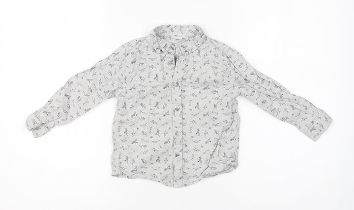 F&F Boys Grey  Cotton Basic Button-Up Size 2-3 Years Collared Button