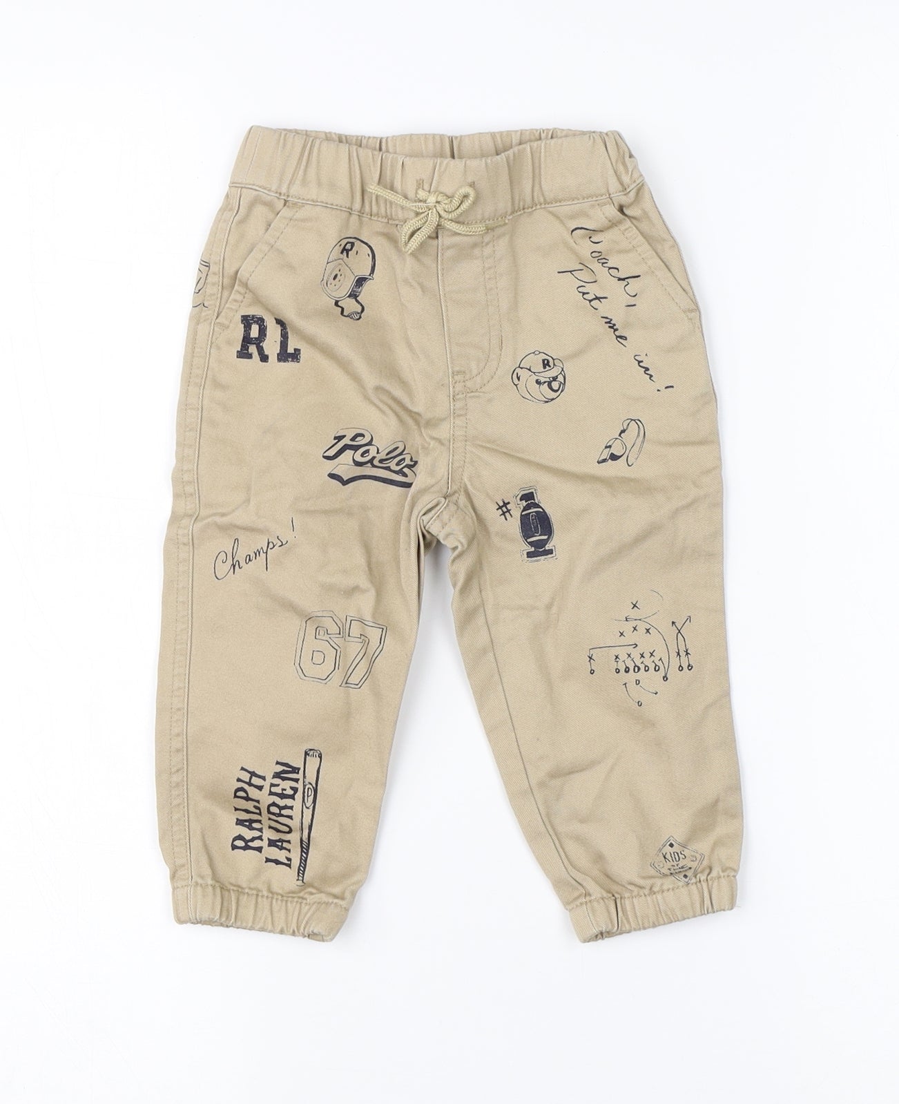 Ralph Lauren Boys Brown  Cotton Cargo Trousers Size 12 Months