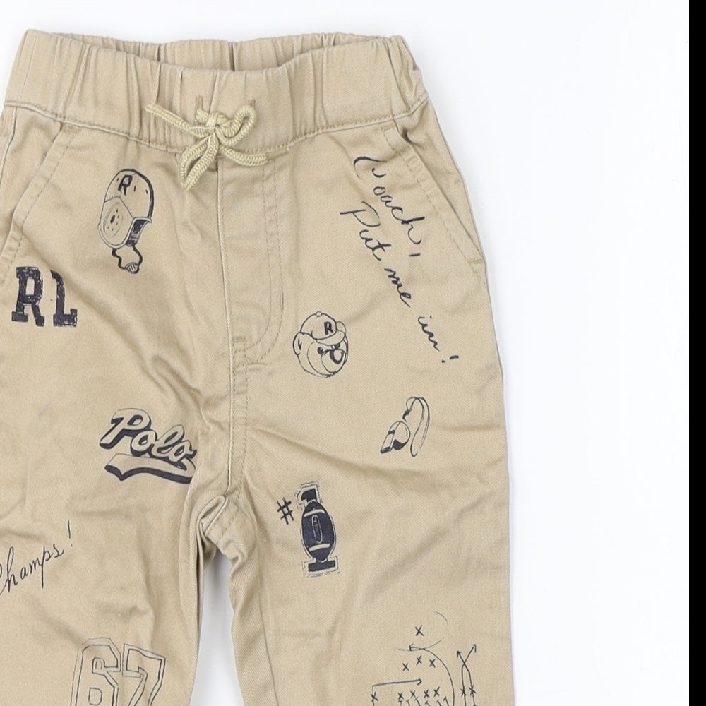 Ralph Lauren Boys Brown  Cotton Cargo Trousers Size 12 Months