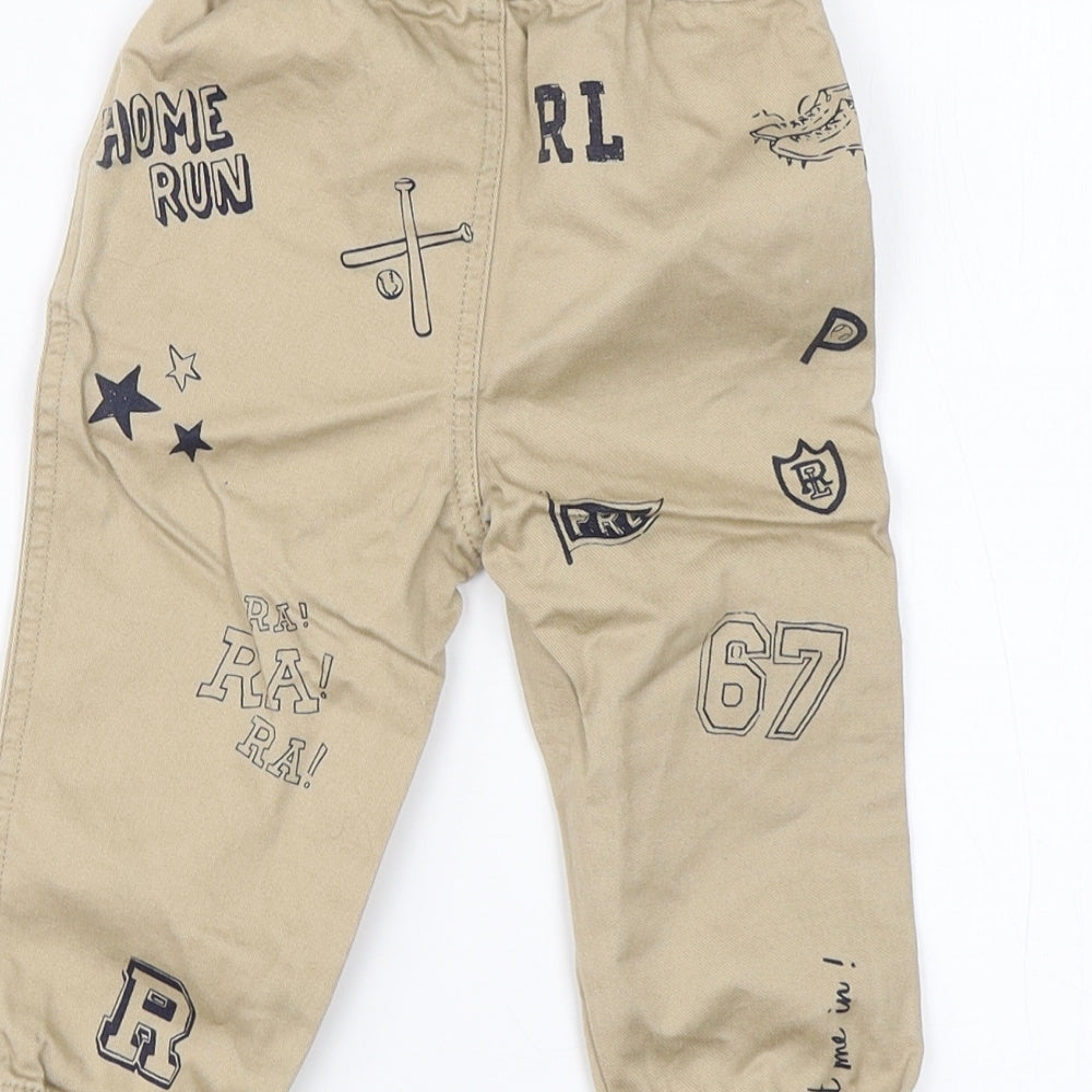 Ralph Lauren Boys Brown  Cotton Cargo Trousers Size 12 Months