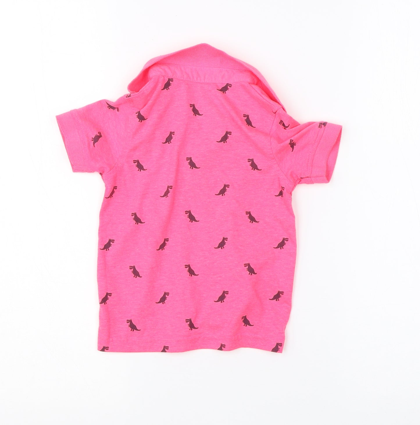 George Boys Pink  Cotton Basic T-Shirt Size 18-24 Months Collared  - dinosaurs